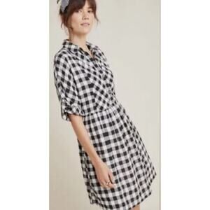 Anthropologie Porridge Dinah Dress Womens Size XS Black White Gingham Cottage